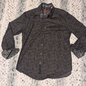 Robert Graham Black and Gray Casual Button Down Shirt